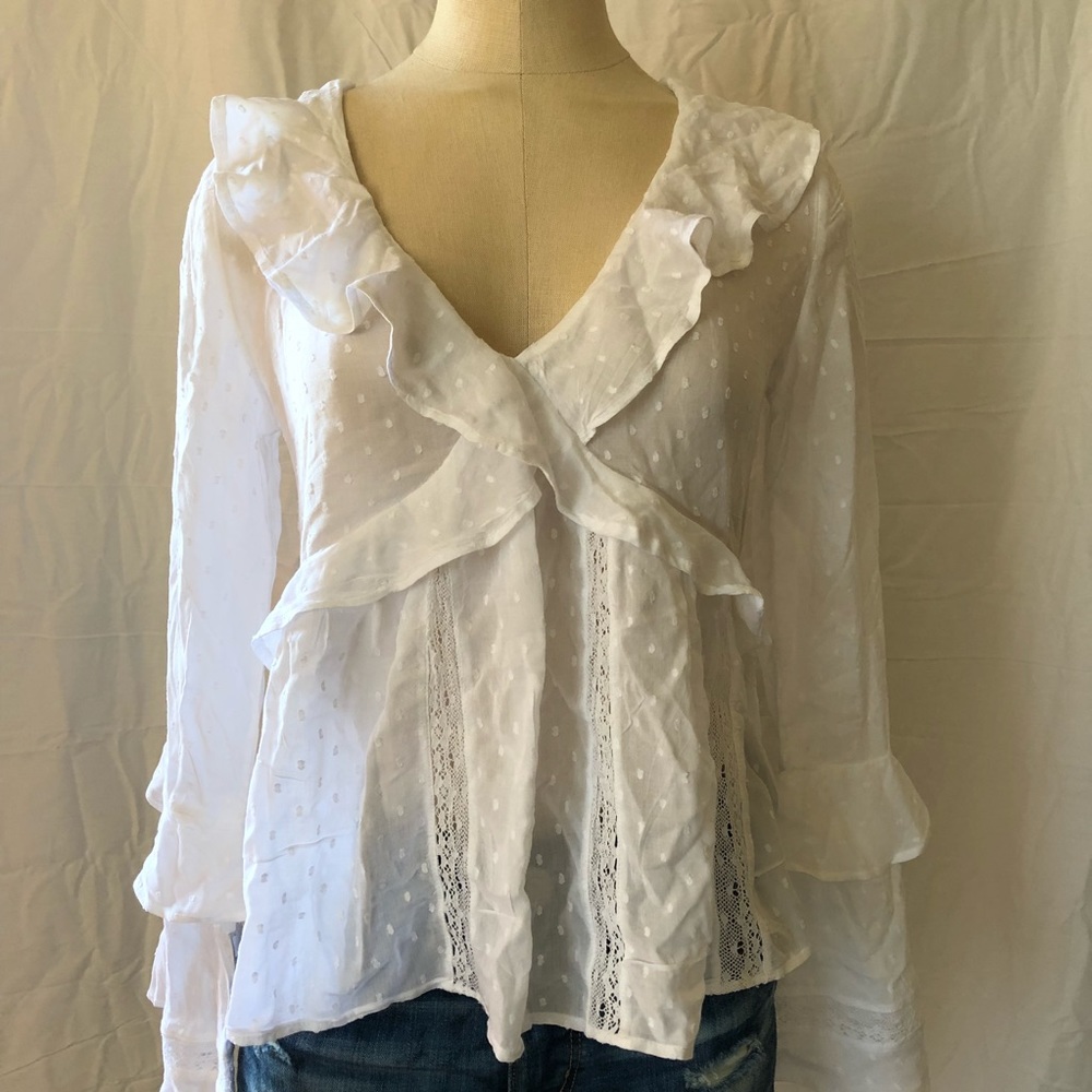 NWT American Eagle Sheer White Flowy Blouse